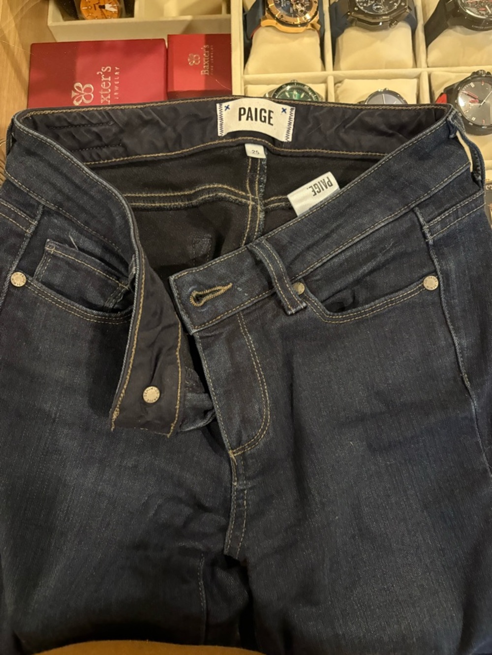 PAIGE Dark Blue Straight Jeans